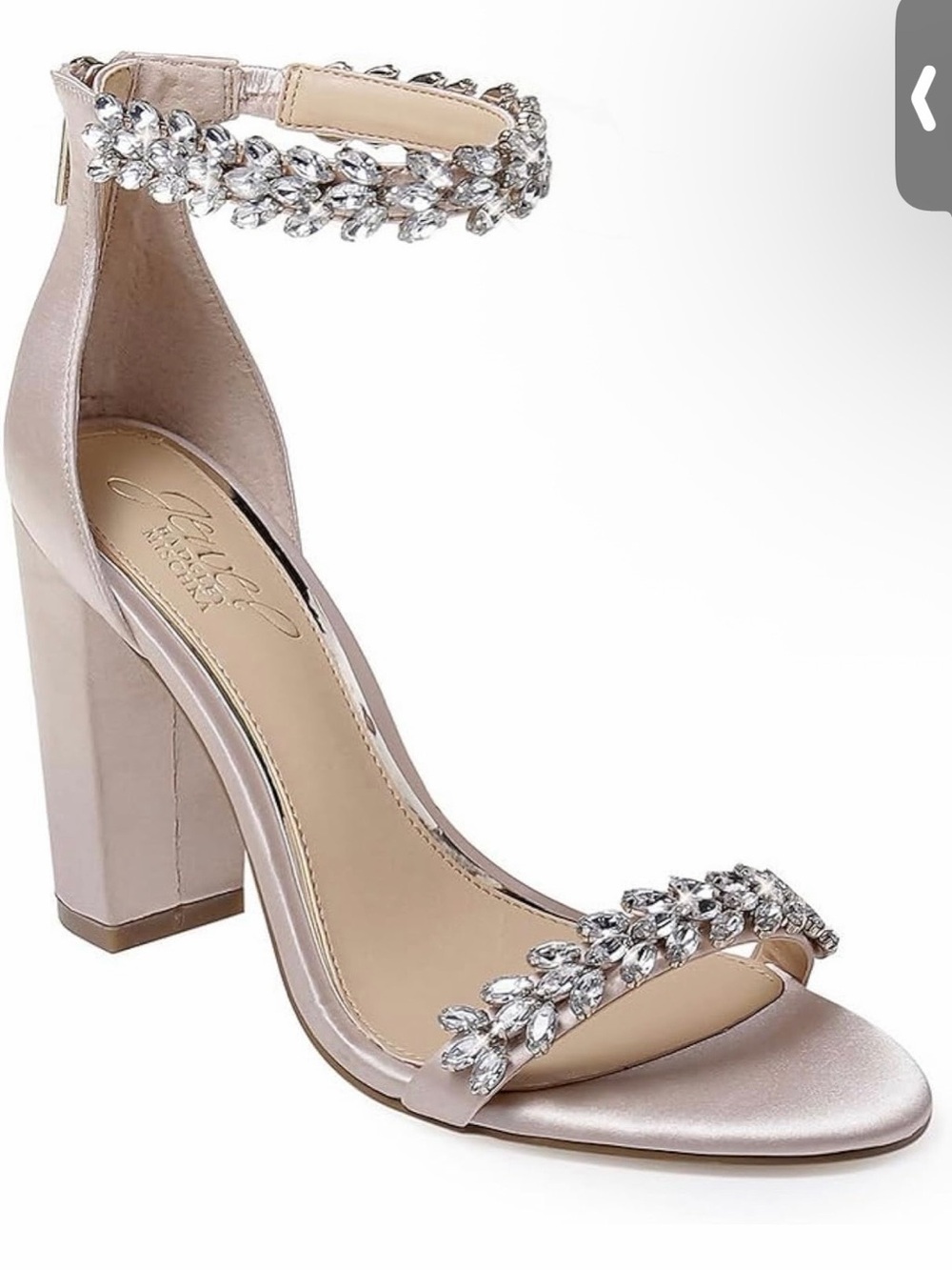 Jewel Badgley Mischka Mayra Crystal Ankle Strap Block Heel Sandal